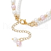 Glass Pearl Round Beaded Multi-strand Bracelets BJEW-JB11918-03-4