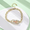 Brass Micro Pave Clear Cubic Zirconia Flower Link Bracelets for Women BJEW-U044-03A-G-2
