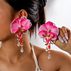 Flower Cloth Resin Tassel Stud Earrings FS-WGC8AAB-03-1