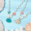 2Pcs 2 Colors Summer Spray Paint & Electroplate Sea Shell Pendants Necklaces NJEW-JN05182-1