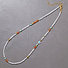 Summer Natural Seashell Ecil Eye & Faceted Round Natural White Jade Beaded Necklaces for Women YK7575-2-1