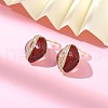 Brass Enamel Stud Earrings EJEW-B115-01G-02-2