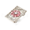 Brass Crystal Rhinestone Rectangle with Flower Multi-Strands Links KK-P306-18P-3