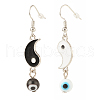3 Pairs 3 Style Alloy Enamel Yin Yang Matching Asymmetrical Earrings EJEW-JE04894-6