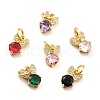 Brass Micro Pave Cubic Zirconia Charms KK-A156-06G-RS-1