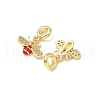 Brass Pave Clear Cubic Zirconia Bee European Dangle Charms KK-K293-73G-2