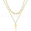 2Pcs Cross Stainless Steel Pendant Double Layer Necklaces for Women FS-WG7D720-04-2