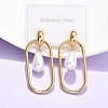 Rectangle 304 Stainless Steel Dangle Stud Earrings EJEW-C142-06G-1