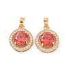 Brass Micro Pave Clear Cubic Zirconia Pendants KK-E068-VC442-2