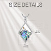304 Stainless Steel Pave Natural Paua Shell & Mustard Seeds Rhombus with Mountain Faith Pendant Necklaces FS-WG4919D-01-4