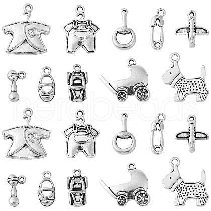 100Pcs 10 Styles Tibetan Style Alloy Charms TIBEP-CJ0002-65-1