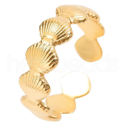 Vintage Stainless Steel Shell Open Cuff Rings for Men and Women DB2106-2-1