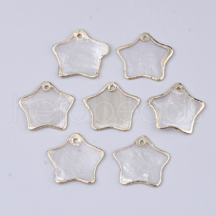 Electroplate Capiz Shell Pendants SHEL-T012-15-1