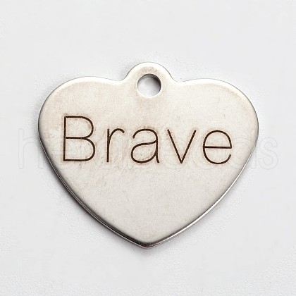 Non-Tarnish Stainless Steel Heart Pendants STAS-L165-C12-1