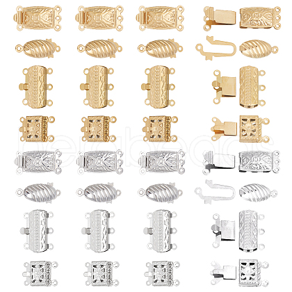   32 Sets 8 Styles Ion Plating(IP) 304 Stainless Steel Box Clasp FIND-PH0020-89-1