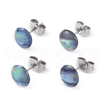 Natural Abalone Shell/Paua Shell Stud Earrings EJEW-JE03214-1