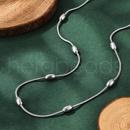 Non-Tarnish 304 Stainless Steel Snake Chain Necklaces NJEW-G313-15P-1