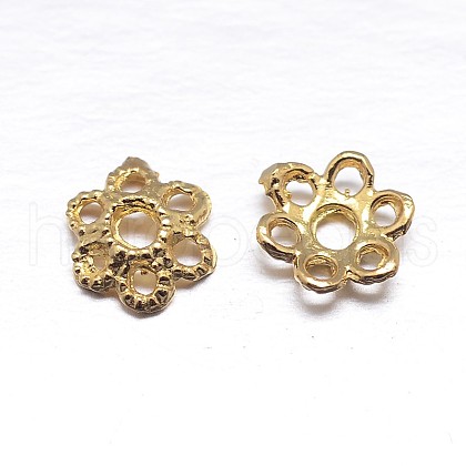 Real 18K Gold Plated 6-Petal 925 Sterling Silver Bead Caps STER-M100-23-1