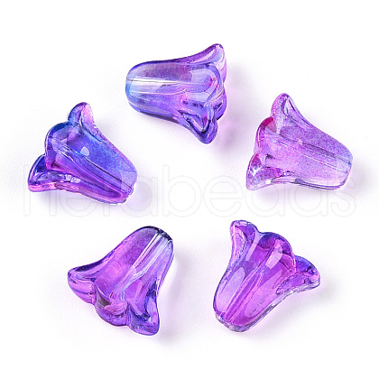 Spray Painted Transparent Glass Beads GLAA-D006-20B-1