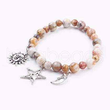 Natural Crazy Agate Charm Bracelets BJEW-JB03349-03-1