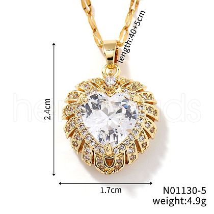 Brass Pave Cubic Zirconia Coffee Bean Chain Cute Heart Pendant Necklaces for Women IG3619-2-1
