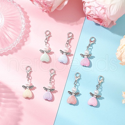 Angel Acrylic & ABS Plastic Imitation Pearl Pendant Decorations HJEW-JM03298-01-1