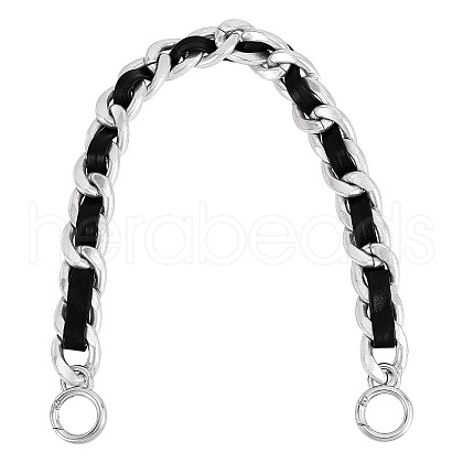 Zinc Alloy Curban Chain & PU Leather Bag Straps FIND-WH0143-52P-1
