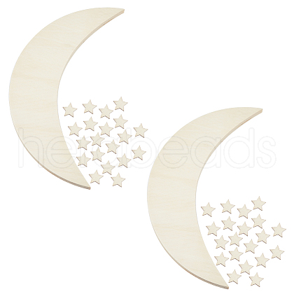 DIY Wood Moon & Star Wall Decoration Painting Kit FIND-WH0117-71-1