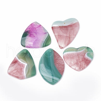 Dyed Natural Crackle Agate Pendants G-S330-05-1