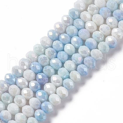 Faceted Electroplated Glass Beads Strands GLAA-C023-02A-1