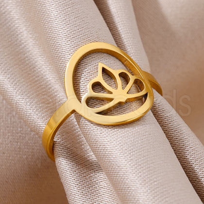 Personality Special-Interest 304 Stainless Steel Finger Rings for Women FS-WG32BFC-04-1