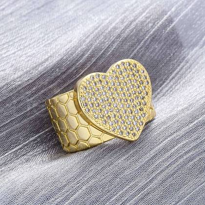 Brass Micro Pave Clear Cubic Zirconia Cuff Rings for Women RJEW-H248-08G-03-1