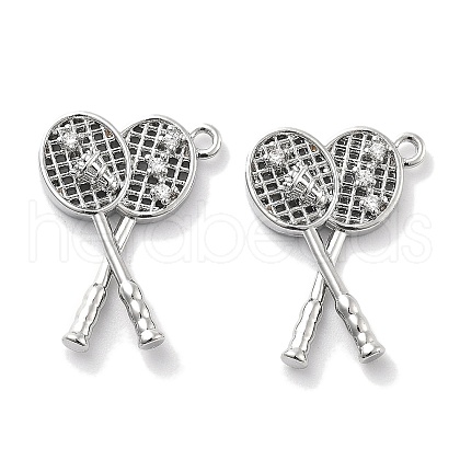 Rack Plating Brass Clear Cubic Zirconia Pendants KK-M102-16G-B-1