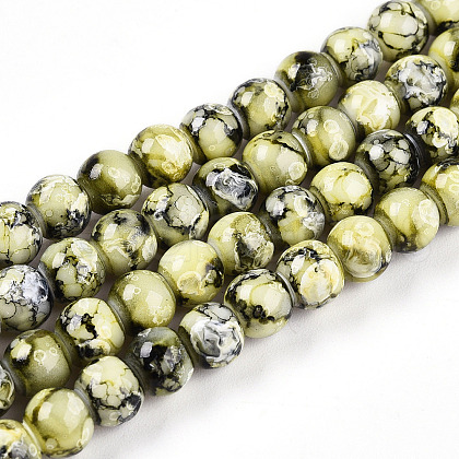Baking Painted Glass Beads Strands DGLA-N003-6mm-A04-1
