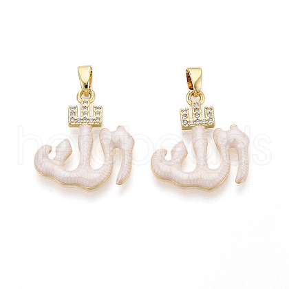 Brass Micro Pave Cubic Zirconia Enamel Pendants KK-L231-06G-02-1