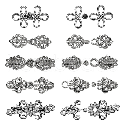 WADORN 10Pcs 5 Styles Zinc Alloy Snap Lock Clasps FIND-WR0011-16EB-1