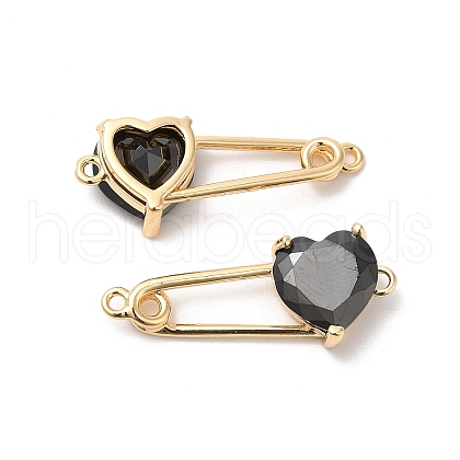 Heart Shaped Glass Connector Charms KK-B074-74G-04-1
