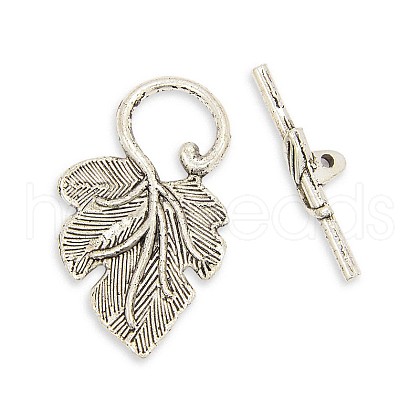Tibetan Style Alloy Leaf Toggle Clasps PALLOY-J154-52AS-1