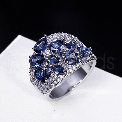 Brass Micro Pave Cubic Zirconia Finger Rings FS-WG4D6DE-09-1
