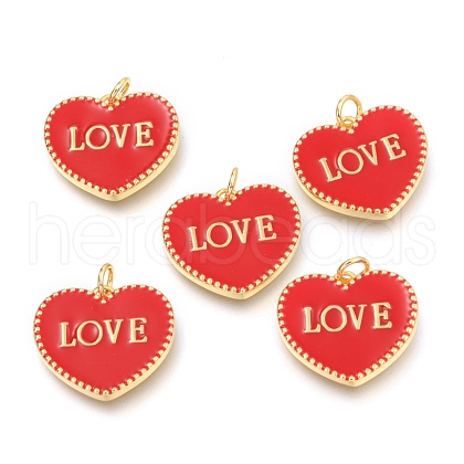 Brass Enamel Pendants KK-B027-03G-B-1