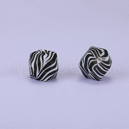 Colorful Pattern Printed Silicone Focal Beads SI-JX0022A-12-1