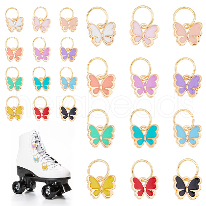 96Pcs 12 Colors Butterfly Alloy Enamel Shoe Charms PALLOY-FH00001-1
