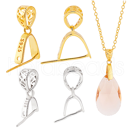  4Pcs 2 Colors 925 Sterling Silver Pendant Bails STER-PH0002-33-1