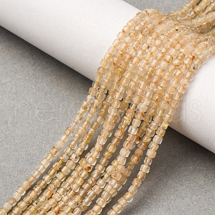 Natural Gold Rutilated Quartz  Beads Strands G-B142-C03-2x2mm-1