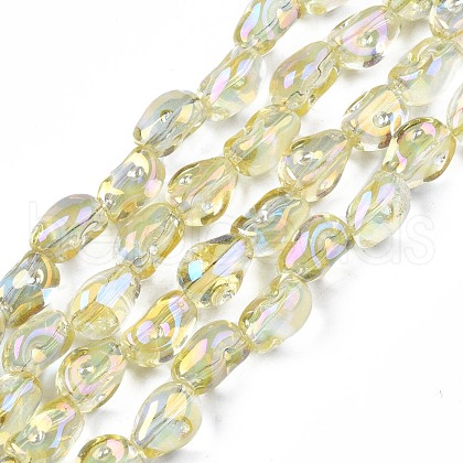 Electroplate Transparent Glass Beads Strands EGLA-N006-028-A03-1