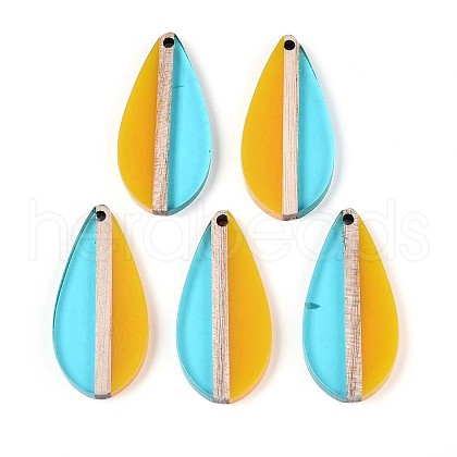 Transparent Resin & Wood Pendants RESI-T057-80-1