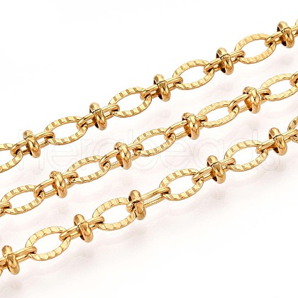 304 Stainless Steel Textured Oval Link Chains CHS-N005-06D-G-1