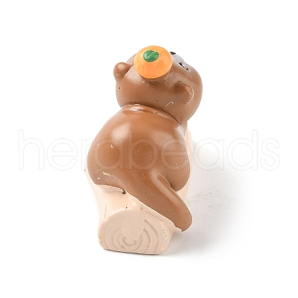 Resin Otter Sitting in Stump Figurines Ornament DJEW-E015-02D-1