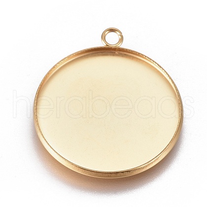 Ion Plating(IP) 304 Stainless Steel Pendant Cabochon Settings X-STAS-G127-13-25mm-G-1