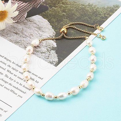 Mother's Day Jewellery Rice Natural Pearl Slide Bracelets BJEW-JB06260-02-1